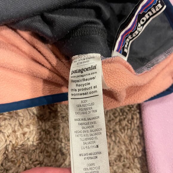 Patagonia Kids Micro D Snap-T Full Zip Hooded Fleece Jacket Pink/Orange Sz L 12 - Picture 5 of 9